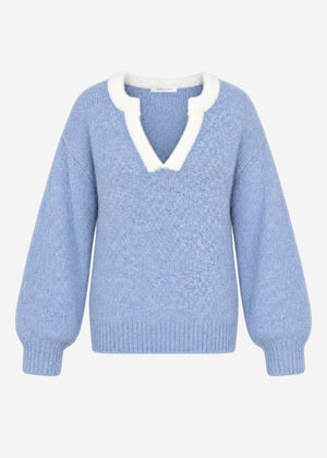 Pullover mit Blende - jeansblau