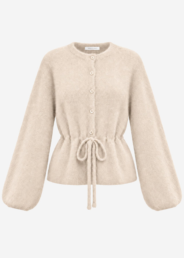 Strickjacke mit verstellbarem Kordelzug - beige