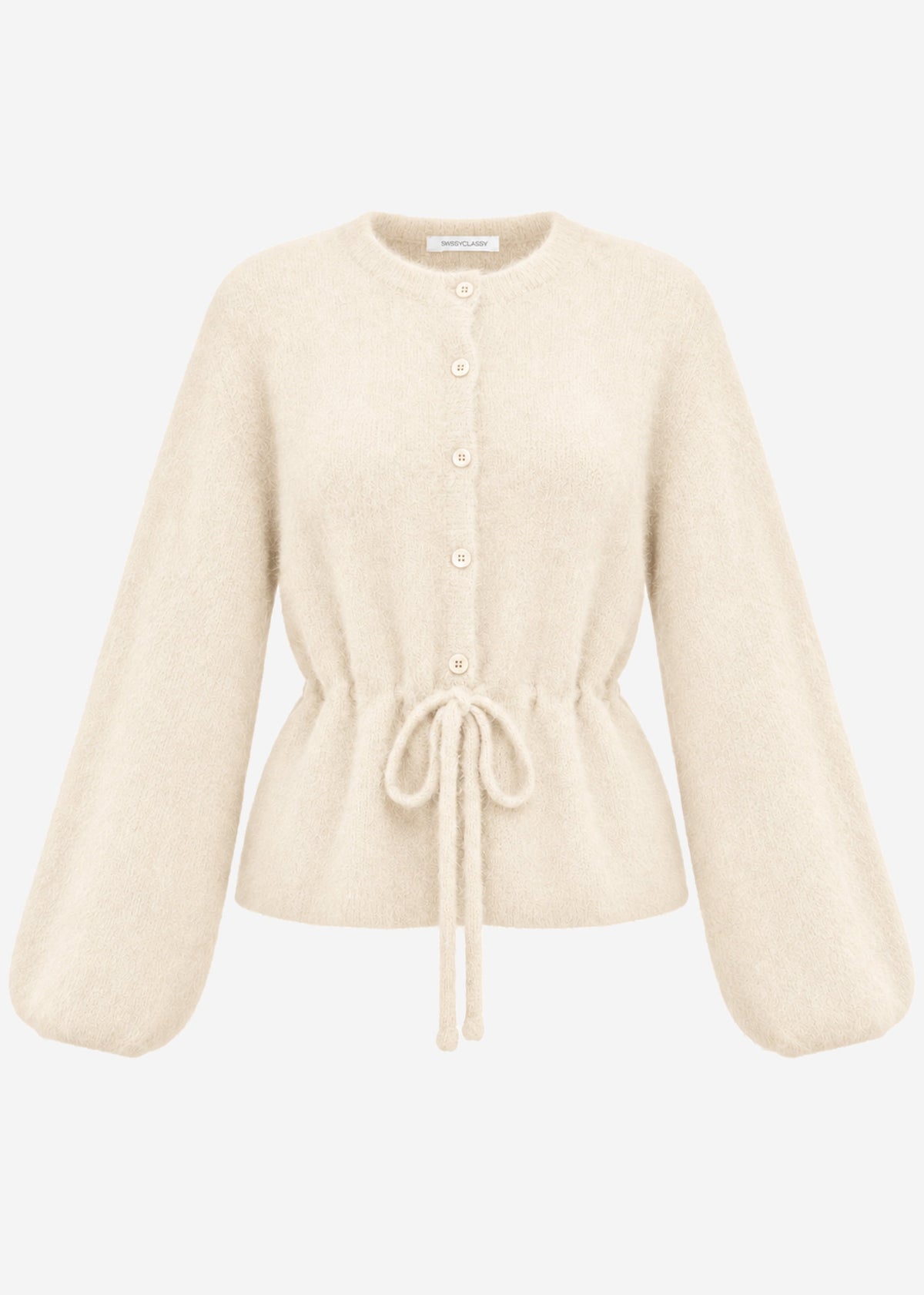 Strickjacke mit verstellbarem Kordelzug - offwhite