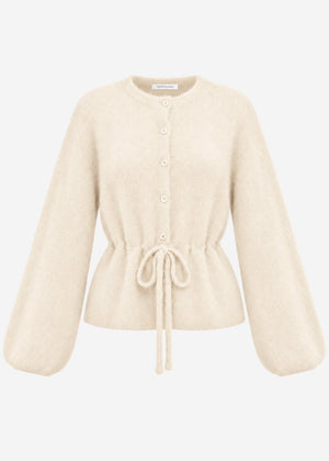 Strickjacke mit verstellbarem Kordelzug - offwhite