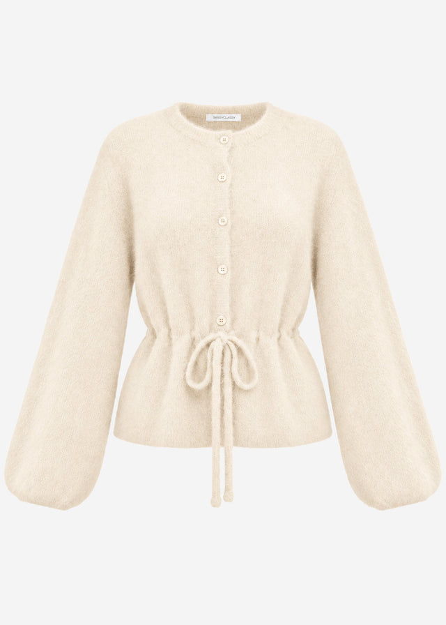Strickjacke mit verstellbarem Kordelzug - offwhite