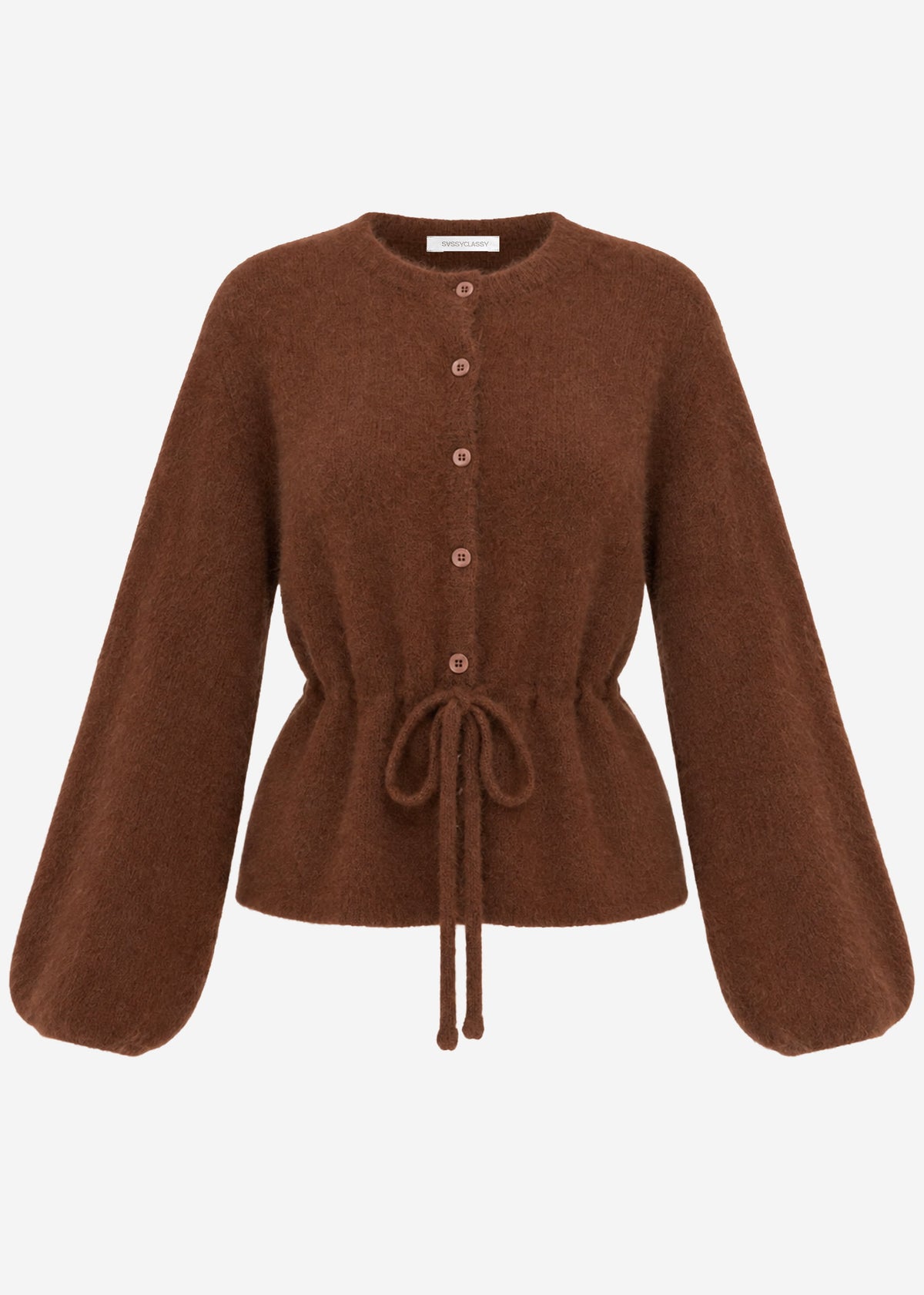 Strickjacke mit verstellbarem Kordelzug - braun