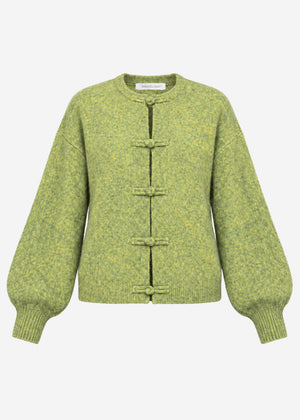 Strickjacke mit Knebelverschluss - grün