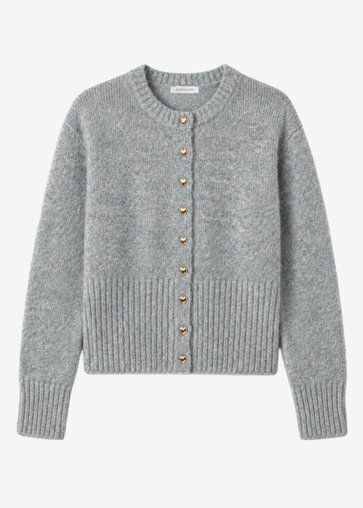 Strickjacke mit Herzknöpfen - grau