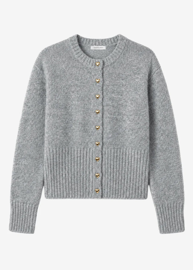 Strickjacke mit Herzknöpfen - grau