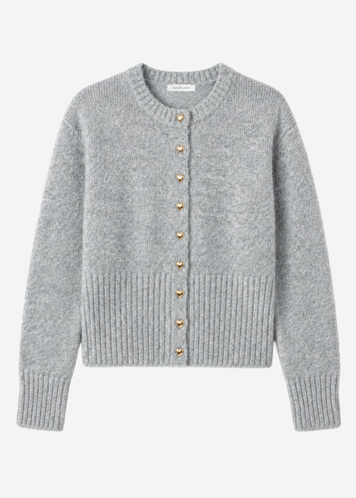 Strickjacke mit Herzknöpfen - grau
