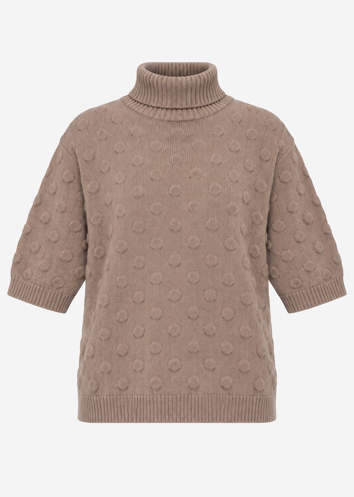Oversize short-sleeve jumper with bobble texture - taupe