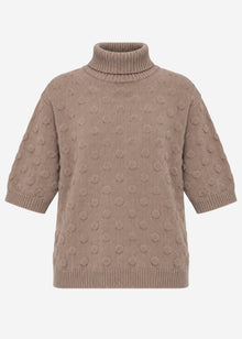Oversized Kurzarmpullover mit Noppenstruktur - taupe
