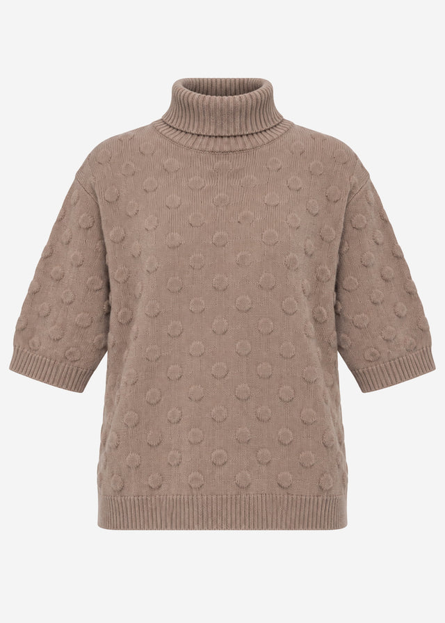 Oversized Kurzarmpullover mit Noppenstruktur - taupe