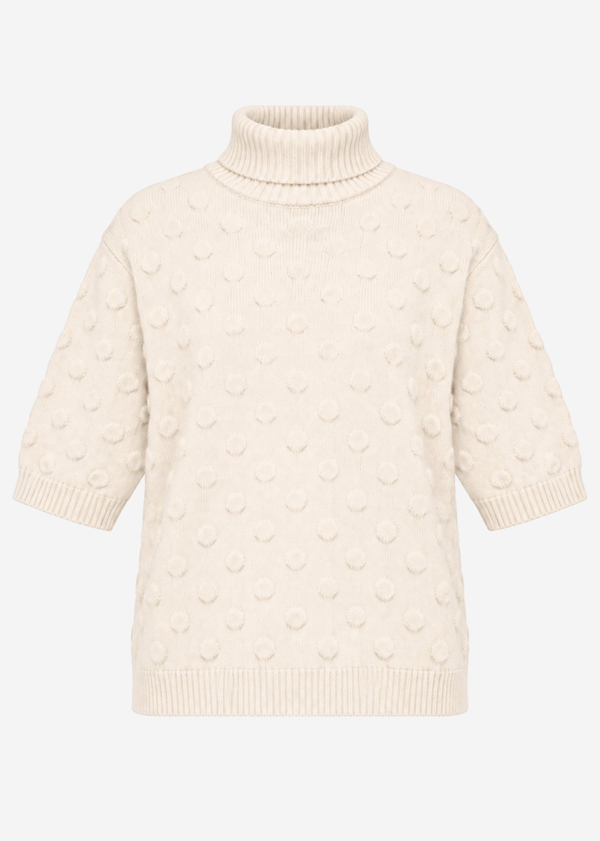 Oversize short-sleeved jumper with bobble texture - offwhite