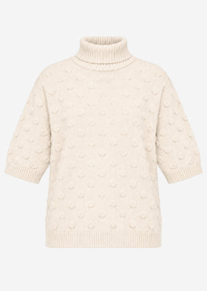Oversize short-sleeved jumper with bobble texture - offwhite
