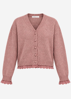 Strickjacke mit Lochstickerei - mauve