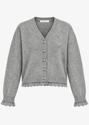 Cardigan with broderie anglaise - grey