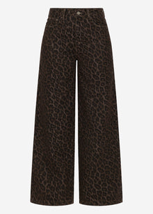 Wide-leg jeans with leopard print - brown