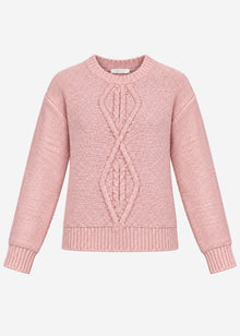 Fluffy knit jumper with cable knit - mauve