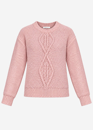 Fluffy knit jumper with cable knit - mauve