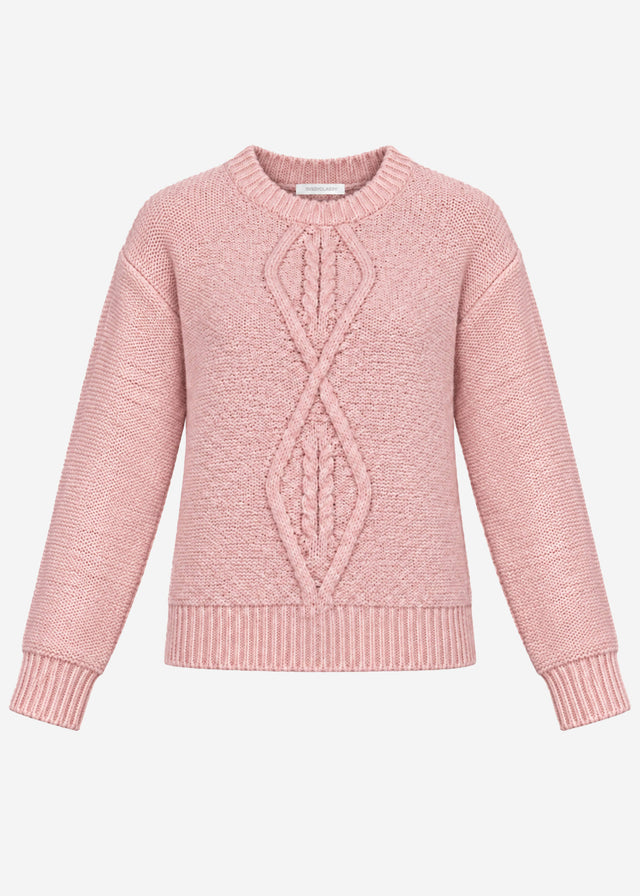 Fluffy knit jumper with cable knit - mauve
