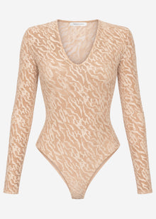Langarmbody mit Strukturmuster - beige
