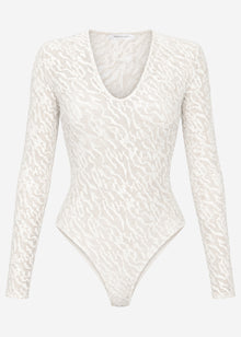 Langarmbody mit Strukturmuster - offwhite