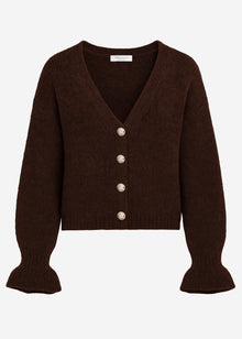 Cardigan mit Volants - braun