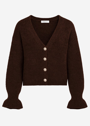 Cardigan with flounces - brown