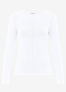 Long-sleeved top with decorative stitching - white