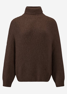 Oversized roll neck jumper - brown