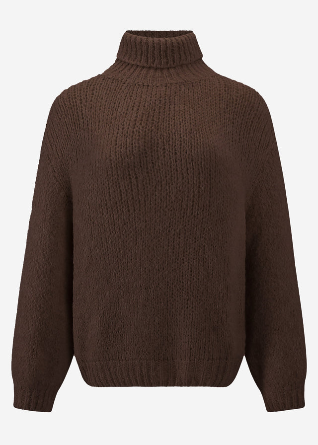 Oversize Rollkragenpullover - braun