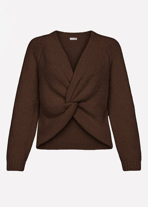 Knitted sweater with knot detail - brown