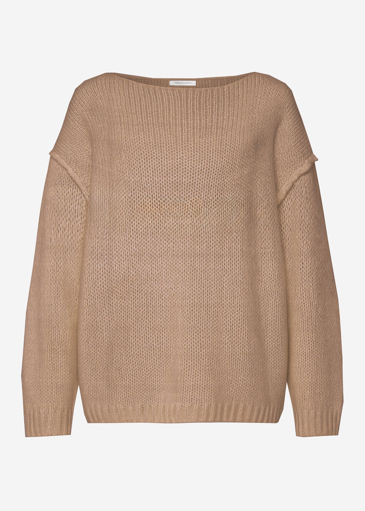 Oversized sweater with round neckline - taupe