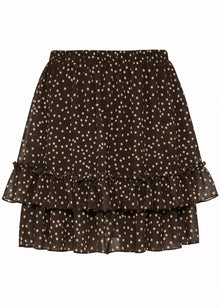 Short flounce skirt with polka dots - beige brown