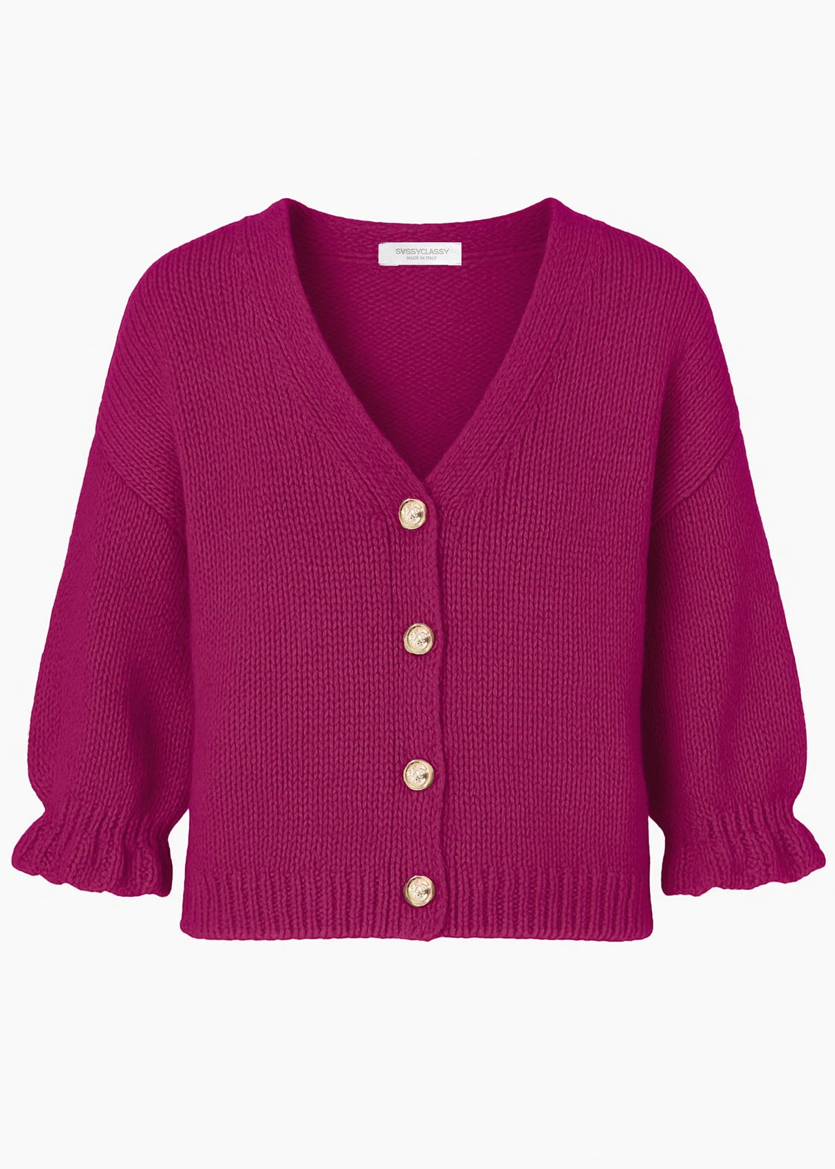 Cardigan mit 3/4-Ärmeln - fuchsia