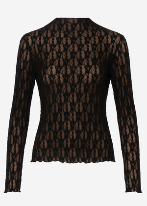 Langarm Spitzenshirt - schwarz