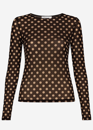 Lightweight, slightly transparent long-sleeved shirt with cashmere blend - brown