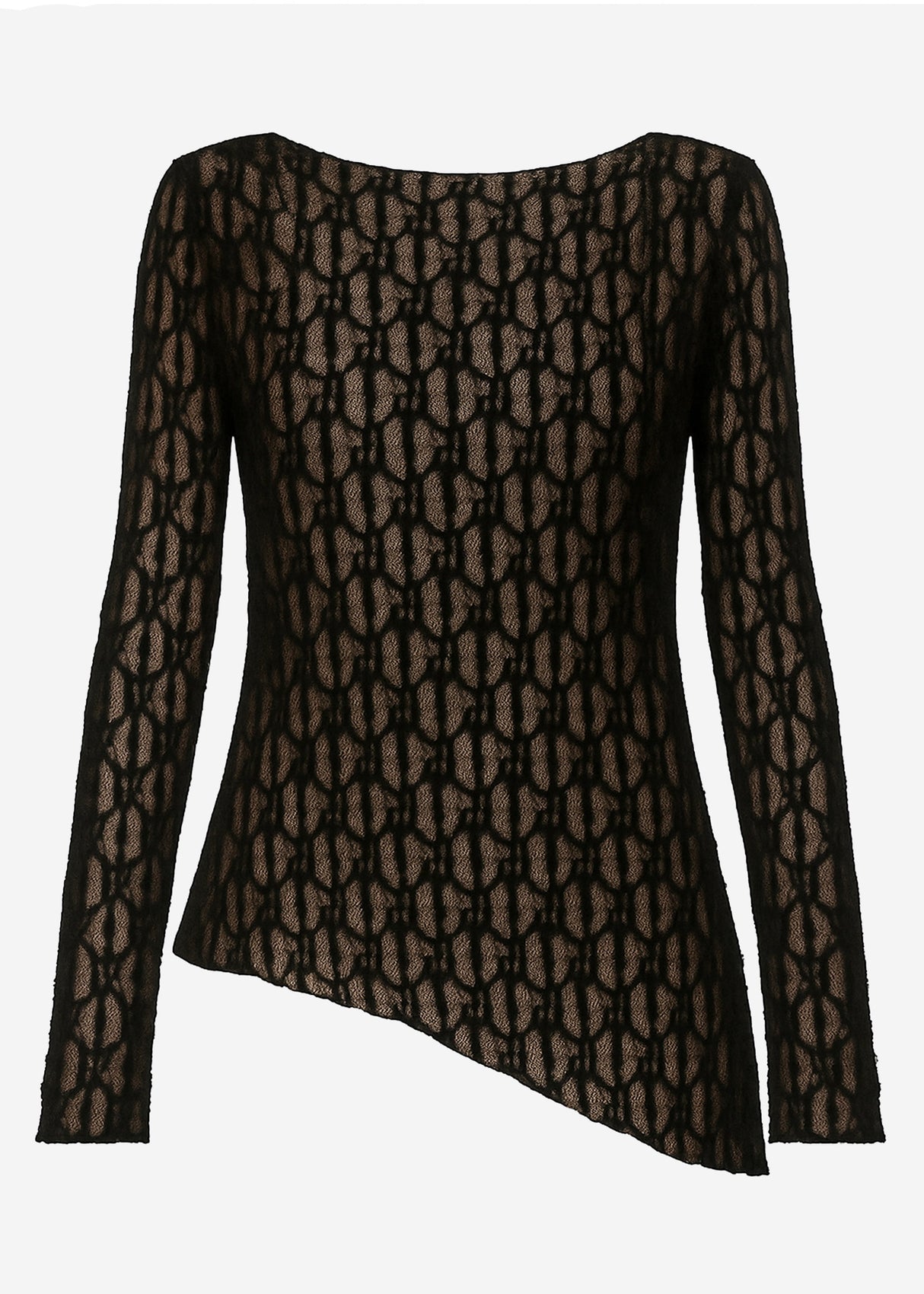 Asymmetrical lace top - black