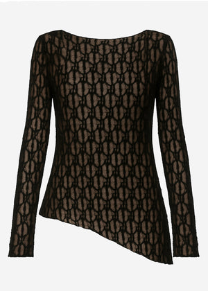 Asymmetrical lace top - black