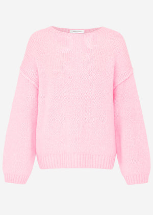 Oversize-Pullover mit Rundhalsausschnitt - rosa