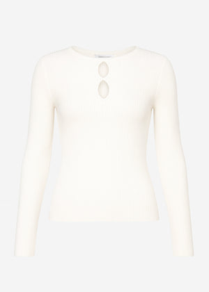 Rippstrickoberteil mit Cut-Outs - creme