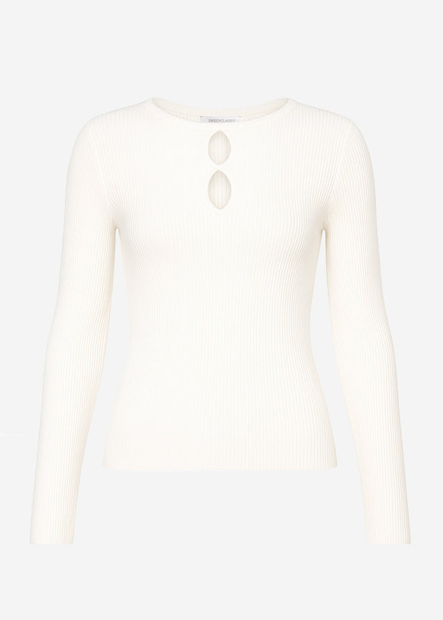 Rippstrickoberteil mit Cut-Outs - creme