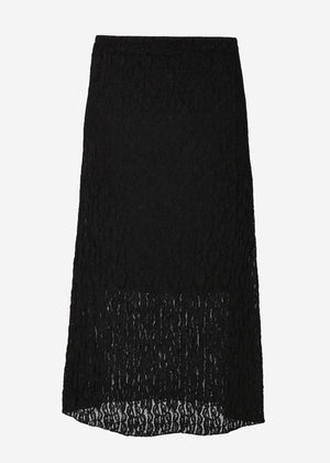 Lace skirt in midi length - black