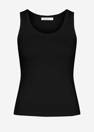 Tank top with neckline - black