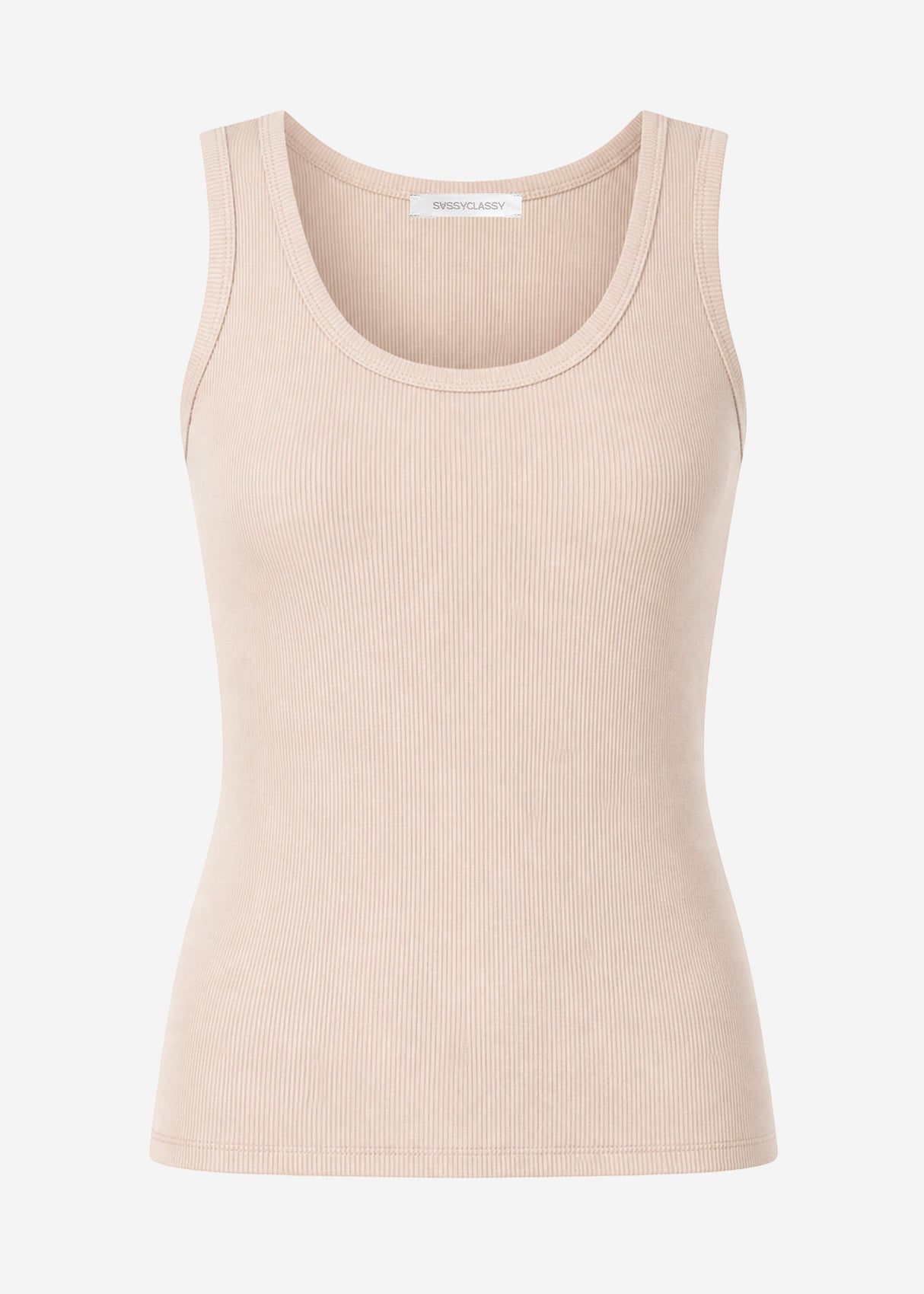 Tank top with neckline - beige