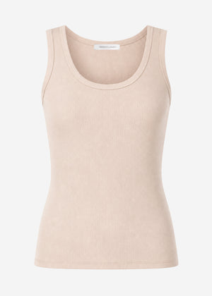 Tank top with neckline - beige