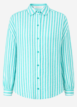 Striped oversized muslin blouse - mint