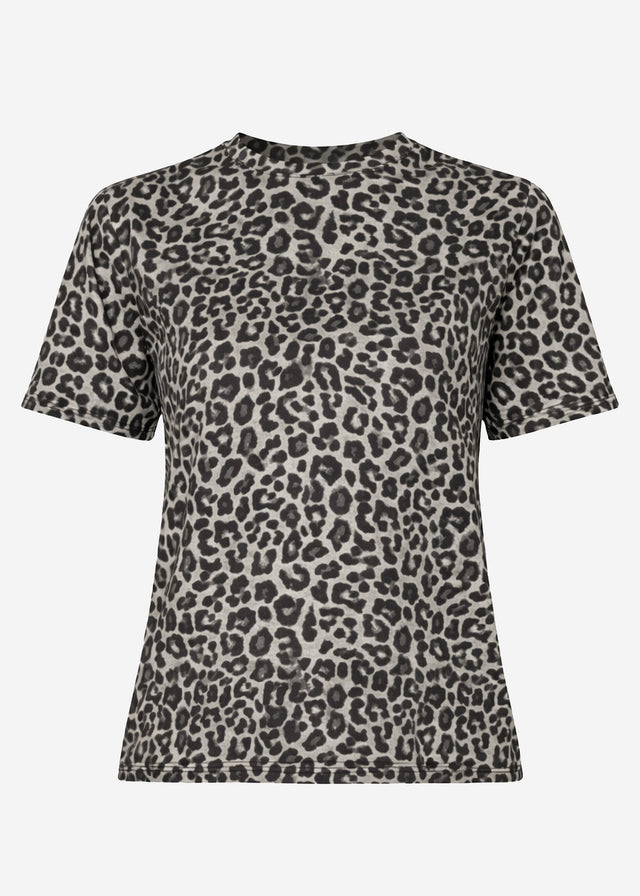 T-Shirt mit Leo-Print - grau