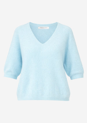 Strickoberteil mit V-Ausschnitt - hellblau
