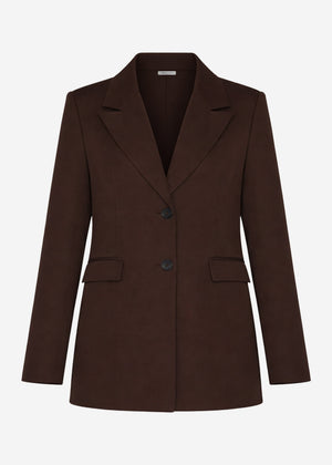 Oversized lapel blazer - brown
