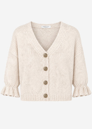 Strickjacke mit 3/4-Ärmeln - hellbeige