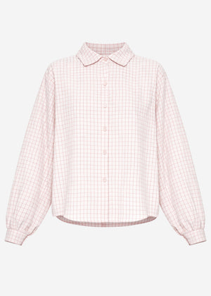 Oversized blouse with a check pattern - pink