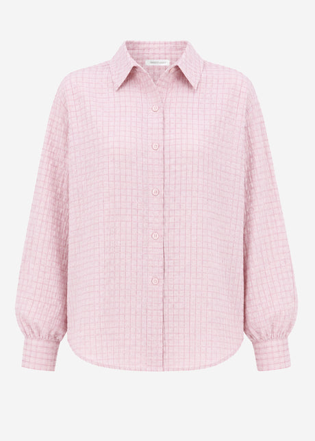 Oversize Bluse mit Karomuster - rosa